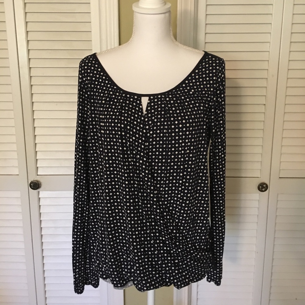 Ann Taylor Navy Print Top Size M